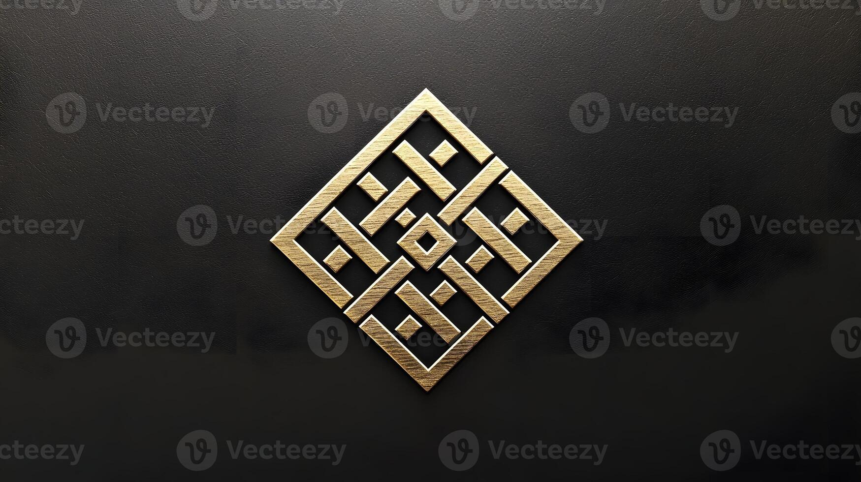 Elegant Gold Geometric Diamond Pattern on Black Background Luxury Design Element photo