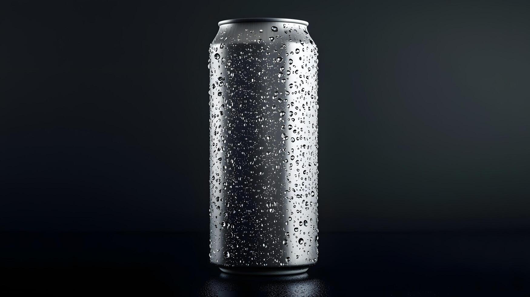 Refreshing Iced Beverage Can with Condensation Cool Drink Aluminum Can Studio Shot photo