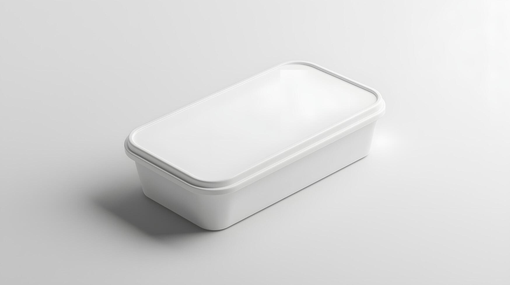 Blank White Rectangular Food Container with Lid Packaging Mockup Product Presentation photo