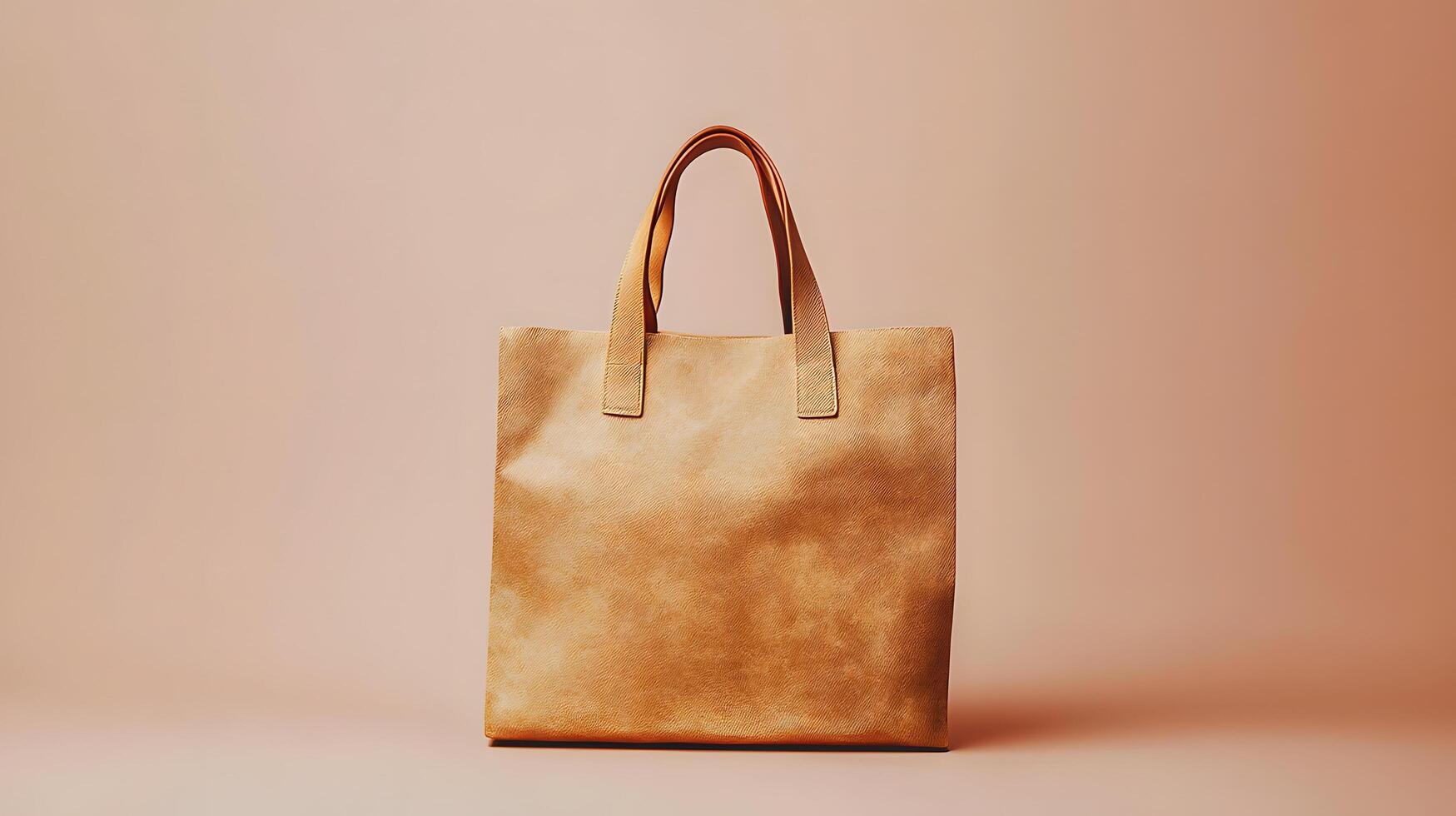 Stylish Tan Leather Tote Bag Fashion Accessory Studio Shot Minimalist Design photo