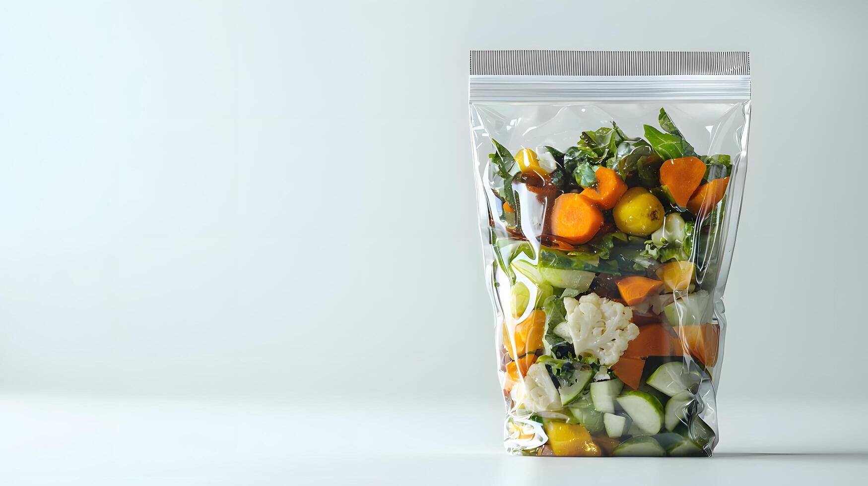 Fresh Chopped Vegetables in a Resealable Plastic Bag Healthy Meal Prep Ingredients photo