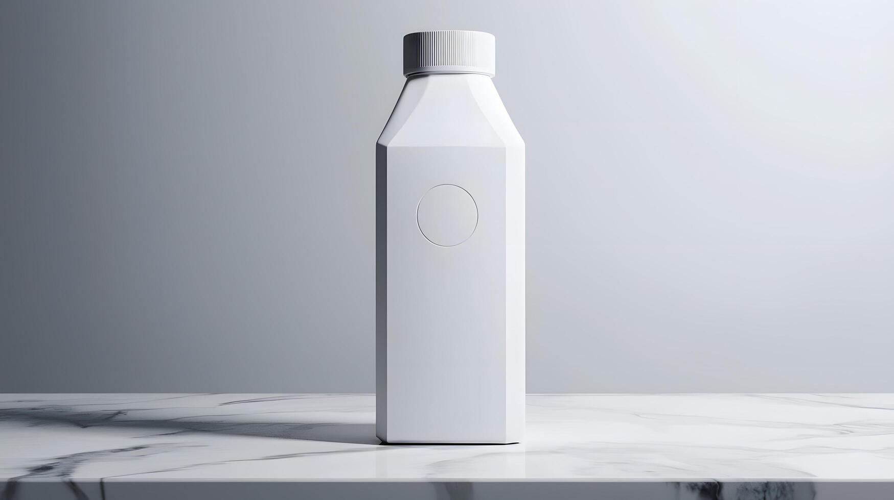 Blank White Plastic Bottle Mockup on Marble Surface Product Packaging Design Template photo