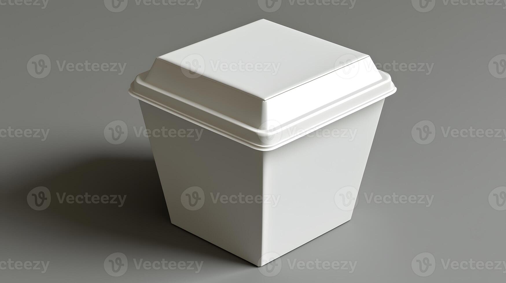 Blank White Square Food Container Mockup Disposable Takeout Packaging Clean Studio Shot photo