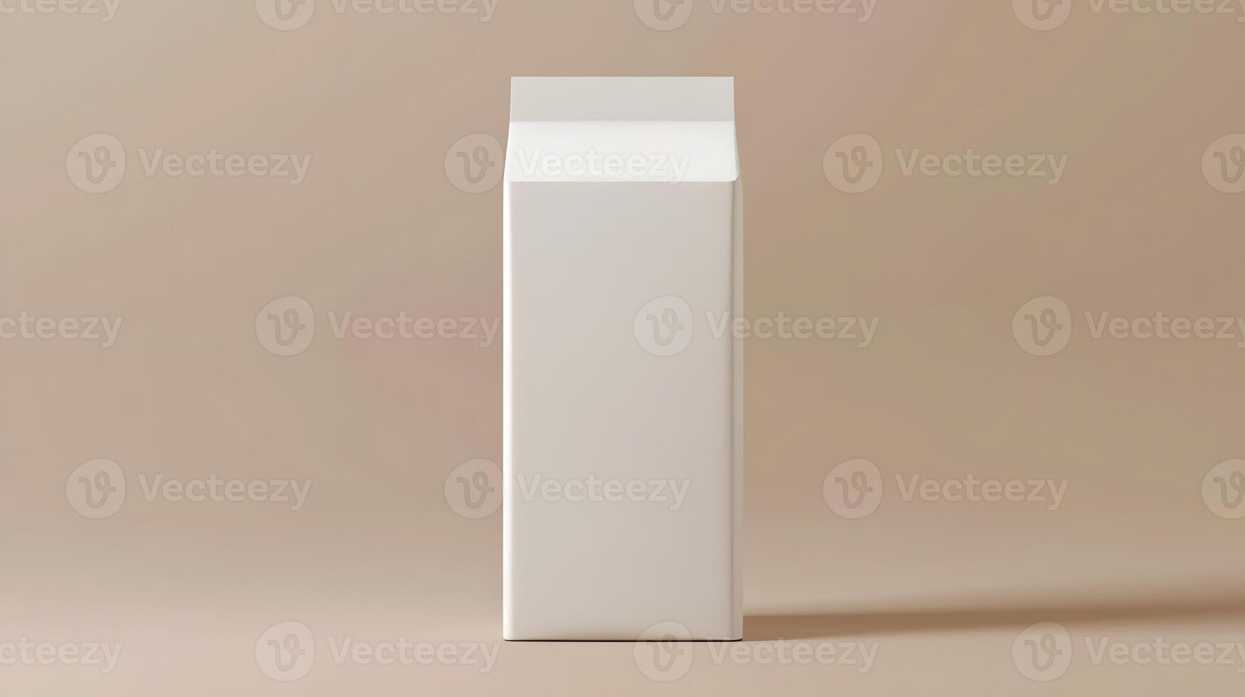 Blank White Carton Packaging Mockup on Beige Background Product Design Template photo