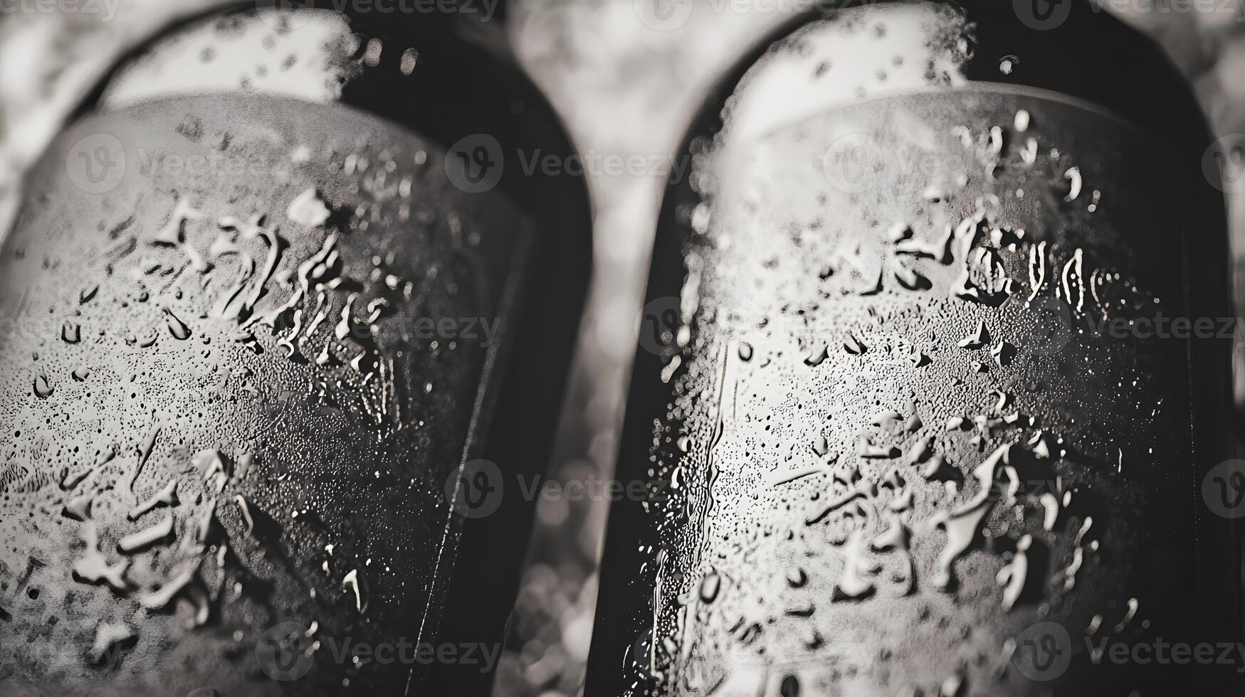 Close up of Two Cold Sweaty Beer Bottles with Water Droplets photo