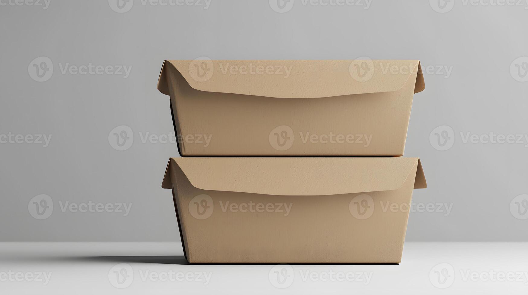 Stacked Kraft Paper Food Containers Blank Packaging Mockup Takeout Boxes photo