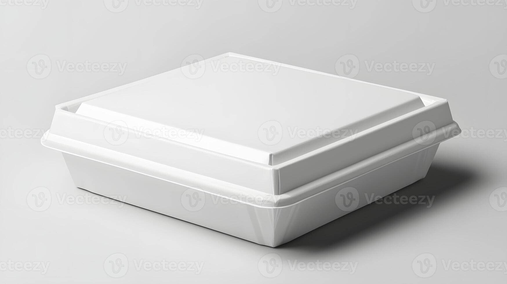 White Disposable Food Container Takeaway Box Packaging Mockup Blank Template for Restaurant Design photo