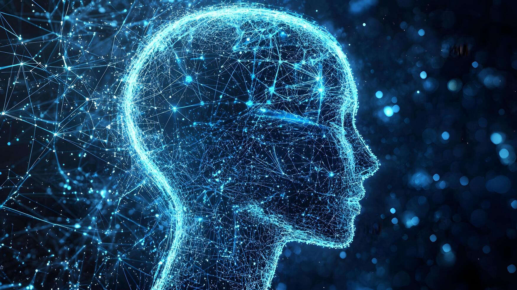 Abstract Digital Human Head AI Network Connections Technology Futuristic Concept photo