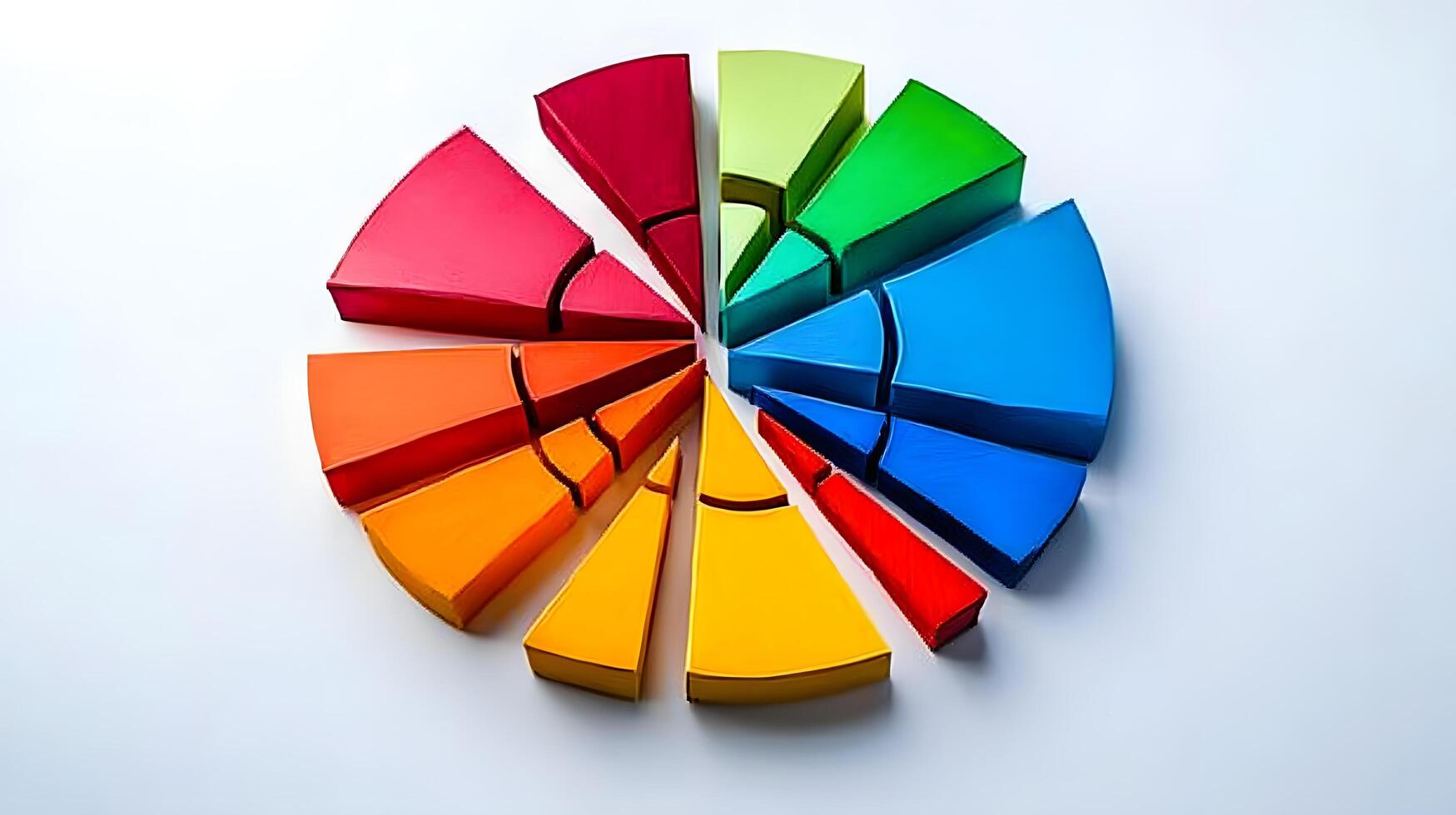 Colorful 3D Pie Chart Segments Data Visualization Business Graph Marketing Statistics Presentation photo