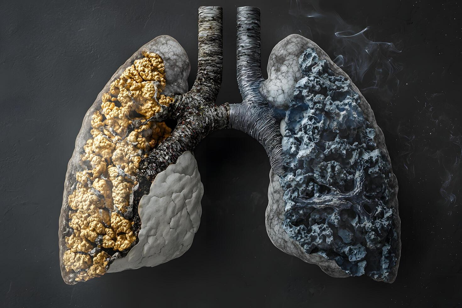 Damaged Lungs Smoking Effects Respiratory Illness Health Risk 3D Medical Illustration photo