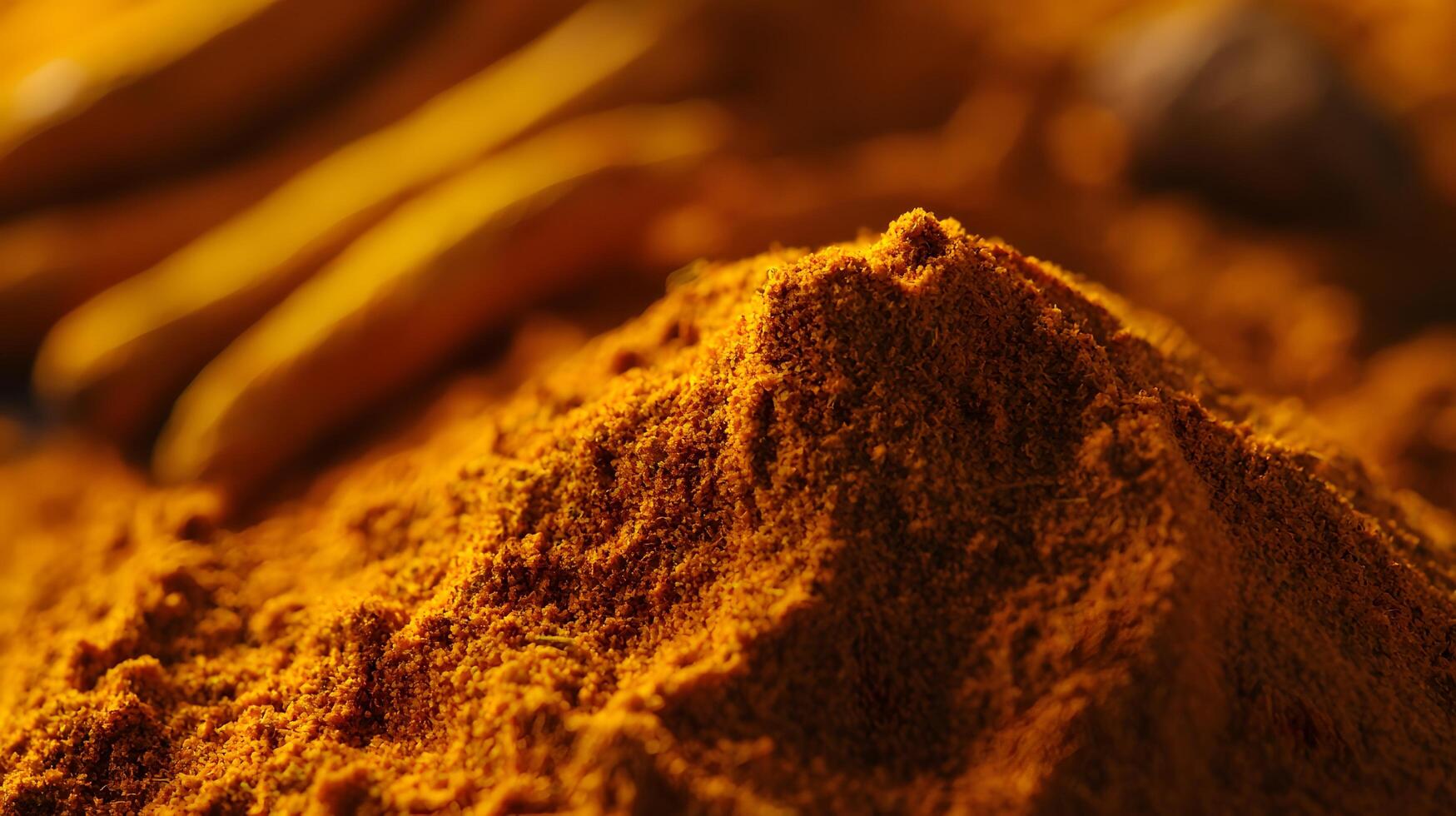 Aromatic Turmeric Powder Close Up Golden Spice Culinary Ingredient Healthy Food photo