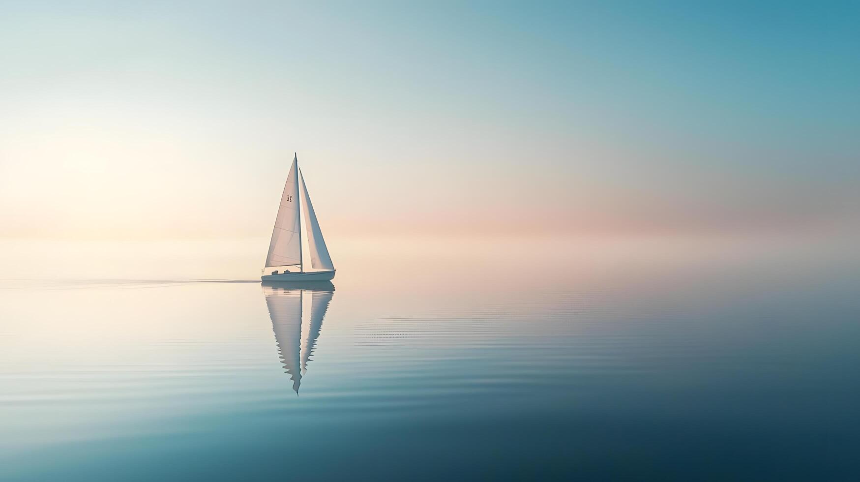 Serene Sailboat at Dawn Calm Waters Peaceful Sunrise Yachting Image photo