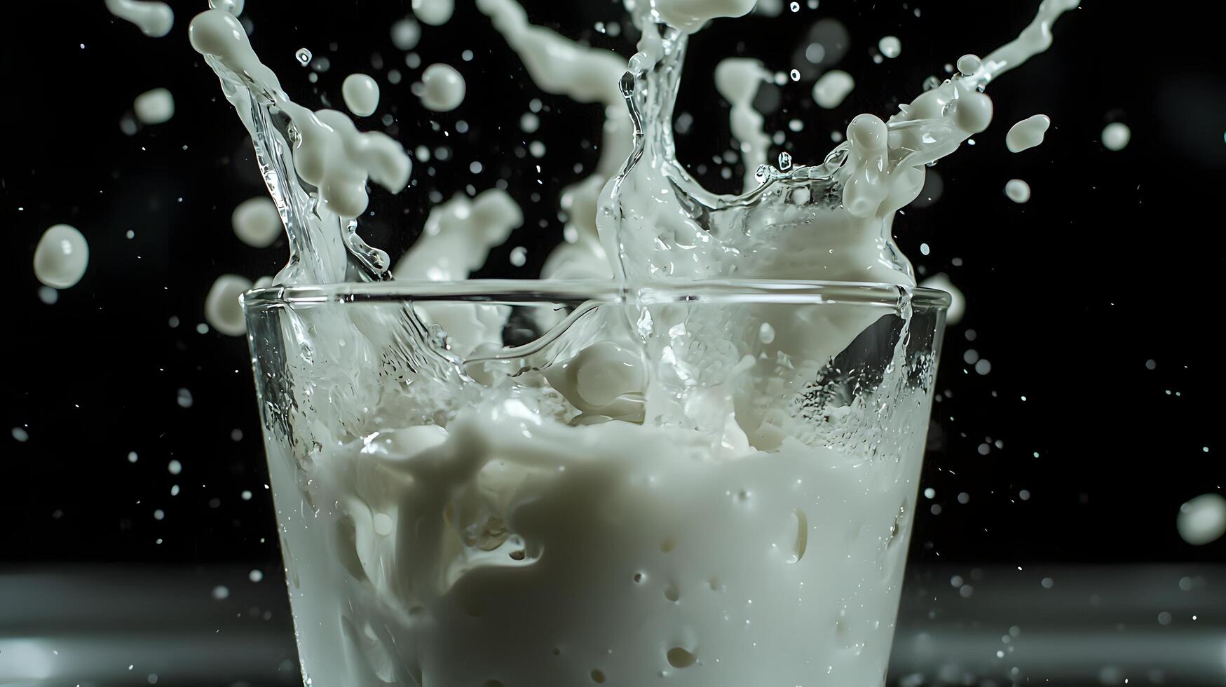 Dynamic Milk Splash in Glass Refreshing Dairy Drink White Liquid Close Up Photography photo
