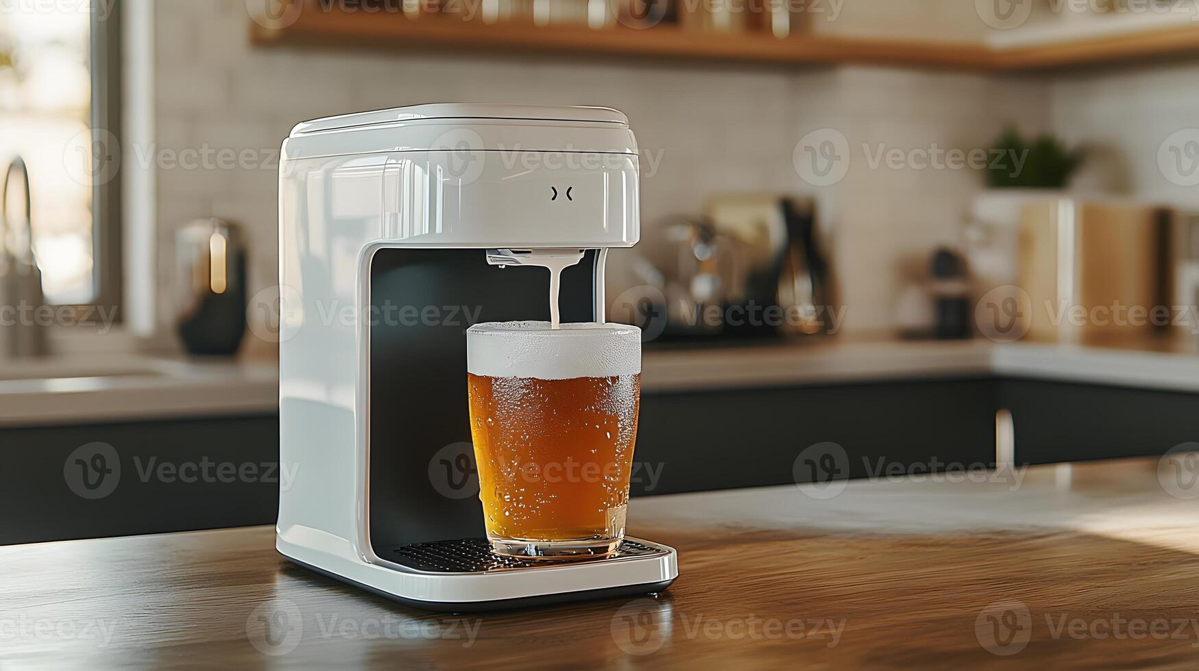Modern Home Beer Dispenser Pouring Refreshing Craft Beer into Glass photo