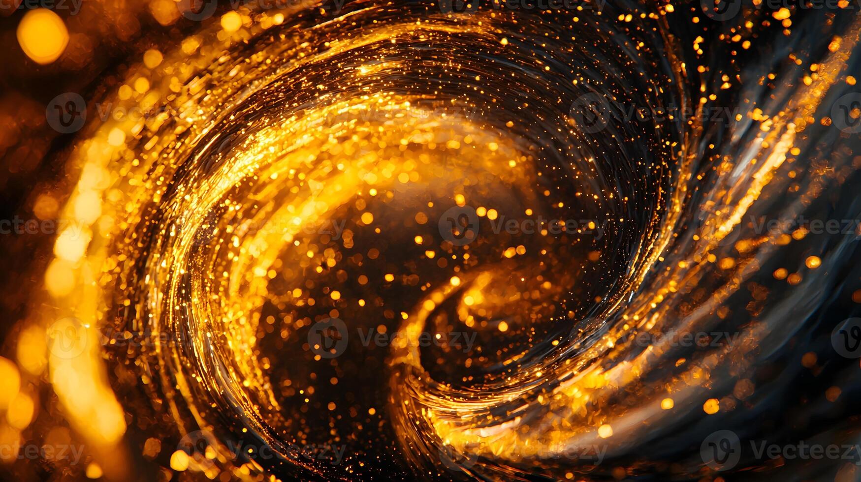Abstract Swirling Golden Glitter Sparkling Bokeh Background Texture photo