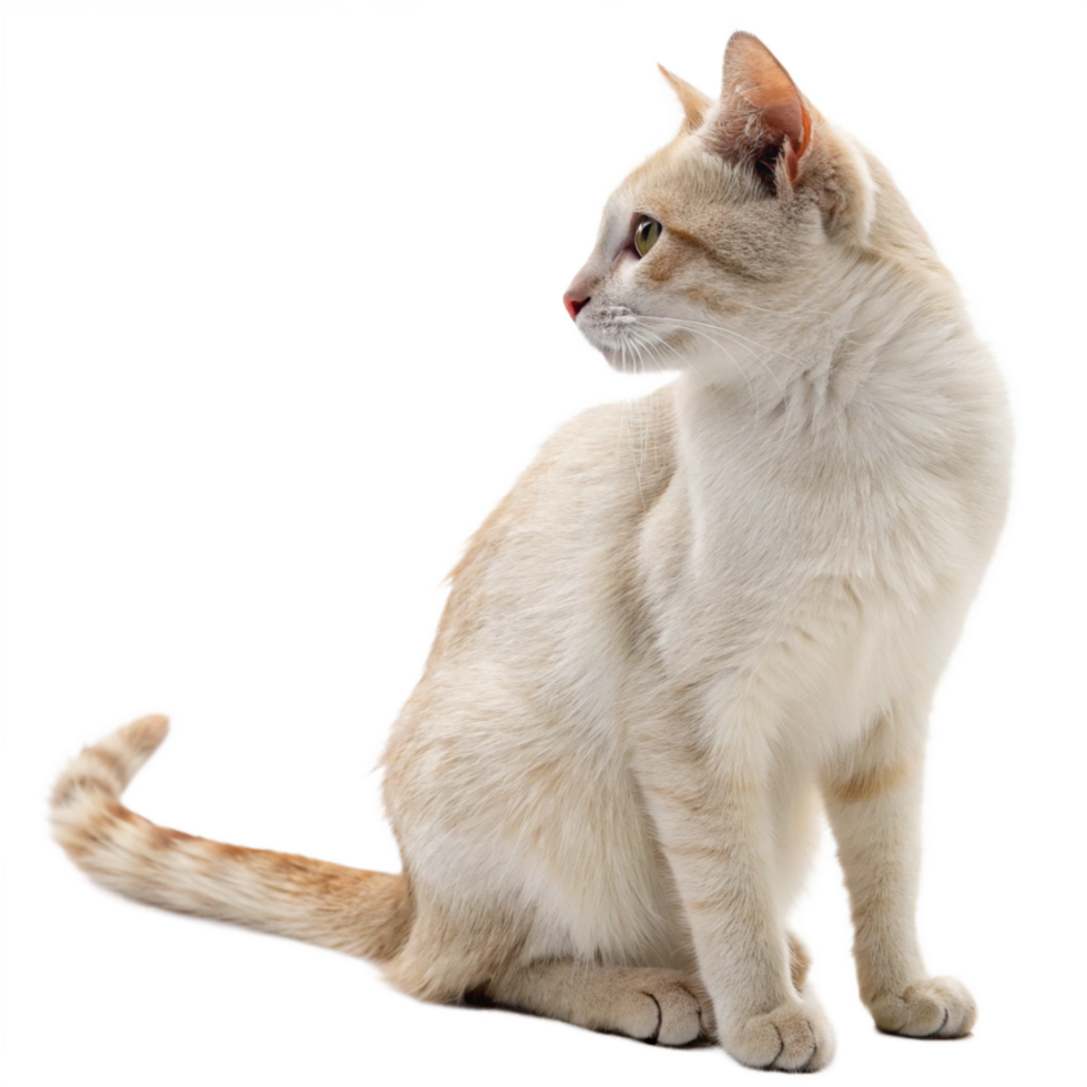 Adorable CreamColored Cat Sitting and Looking to the Side png