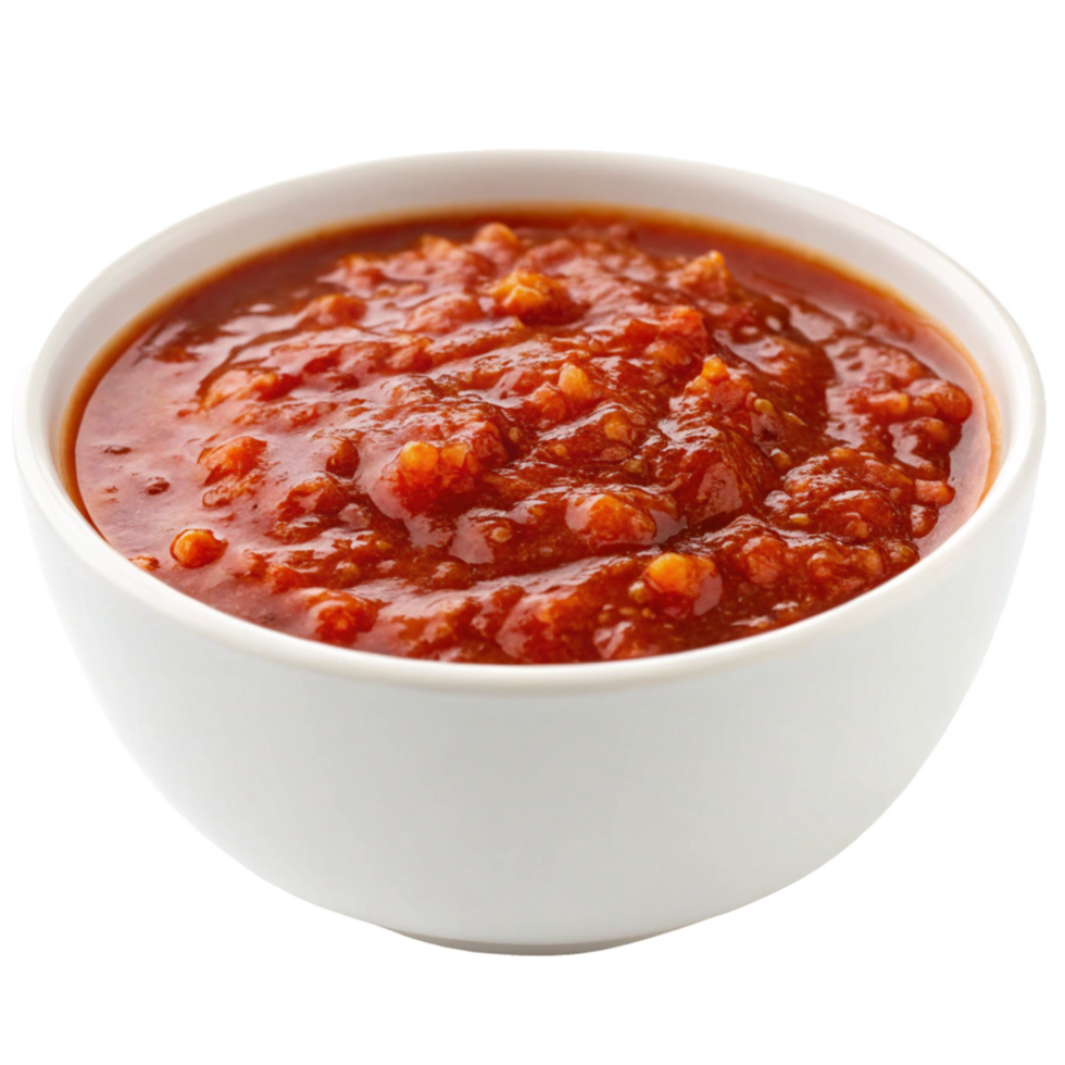 Delicious Homemade Tomato Sauce in a White Bowl Ready to Serve png