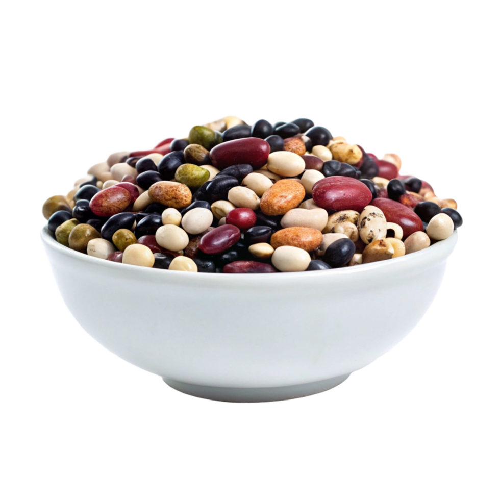 A Delicious and Nutritious Mix of Colorful Beans in a White Bowl png