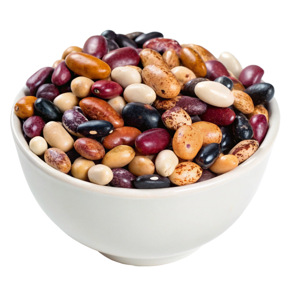 A Bountiful Bowl of Assorted Beans A Colorful Mix of Kidney Beans, Pinto Beans, Black Beans, and More png