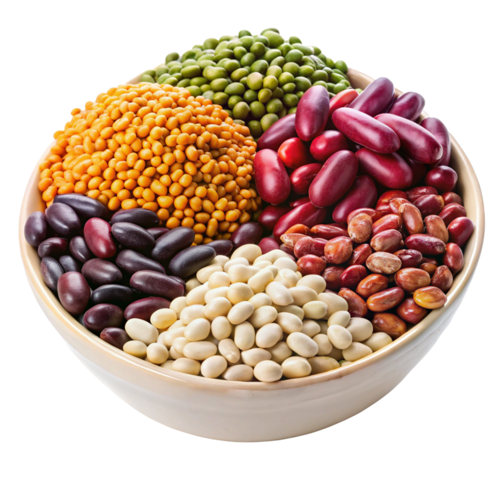 A Colorful Assortment of Dried Beans and Lentils in a Bowl png