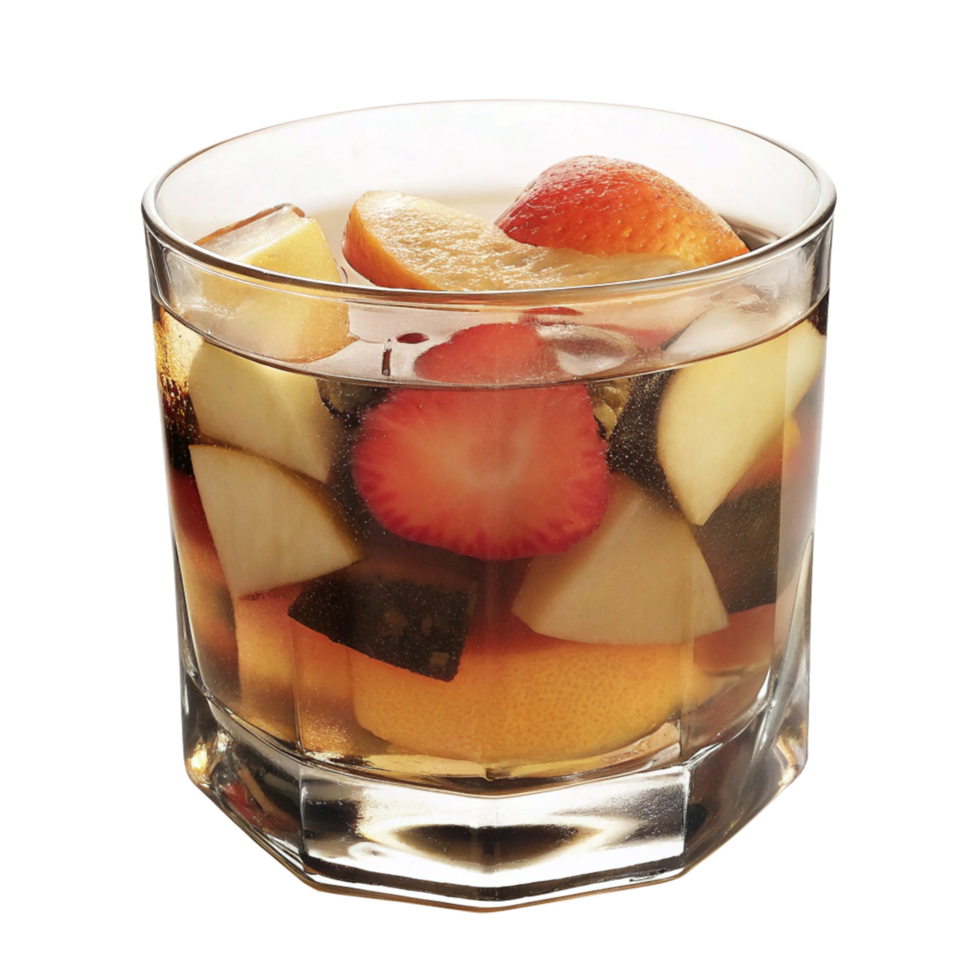 Refreshing Fruit Infused Iced Tea in a Rocks Glass png