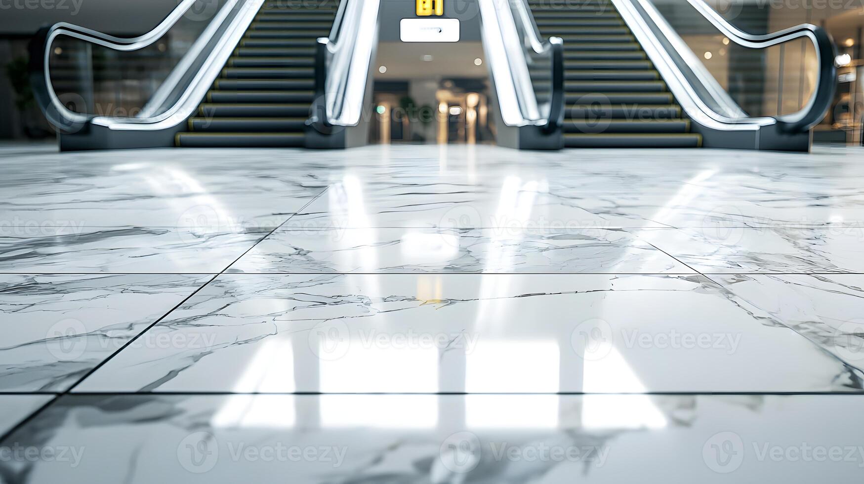 Modern Marble Flooring with Escalators in a Bright Retail Space photo