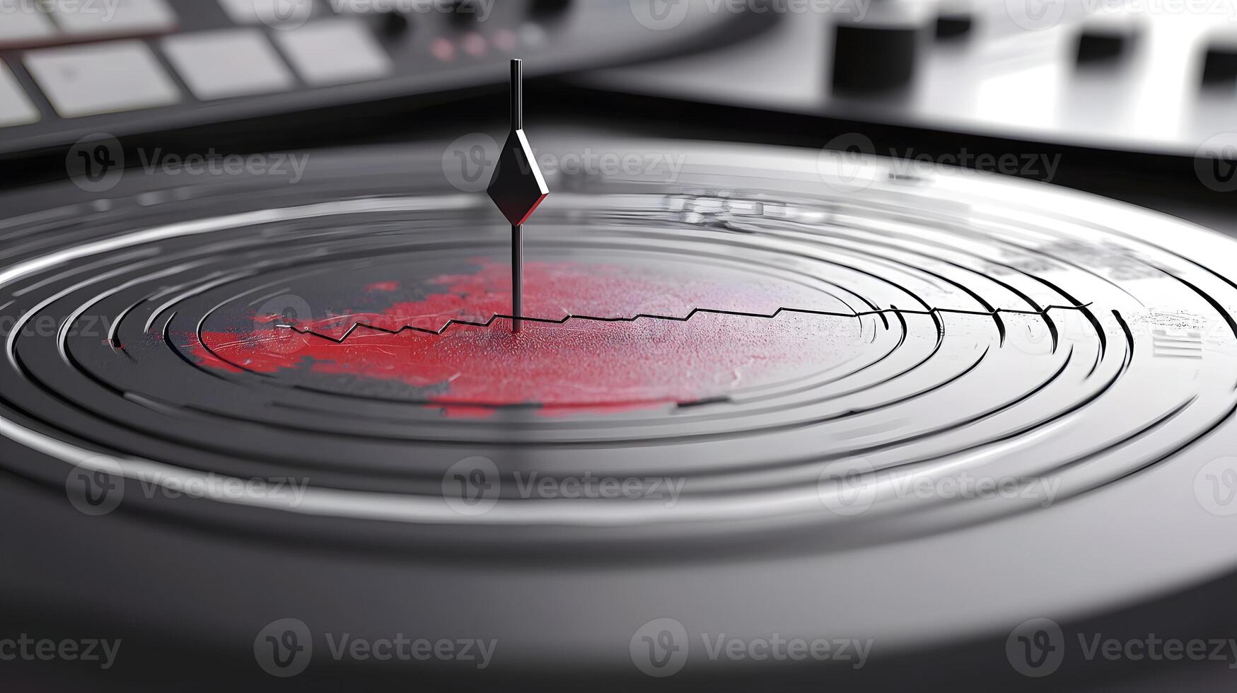 Abstract Red Data Visualization on Circular Technology Background photo
