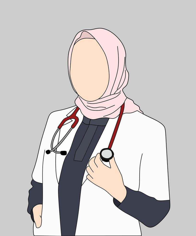 Flat Illustration of a Muslim Doctor in a Hospital Setting vector