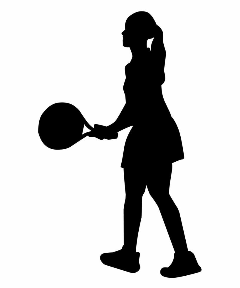 Silhouette of Tennis Athlete Woman with Racket vector