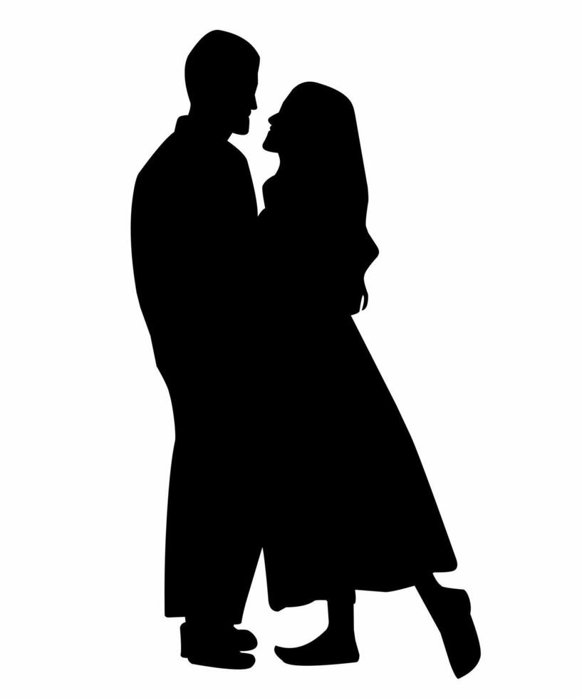 Silhouette of Couple Expressing Love vector