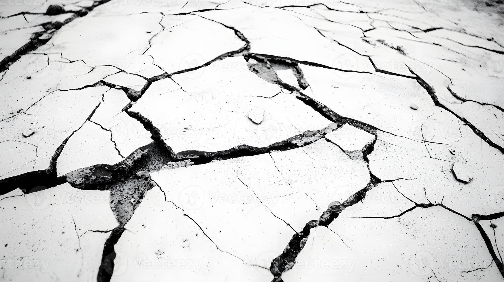 Dry Cracked Earth Drought Texture Arid Land Surface Parched Ground Environmental Distress photo