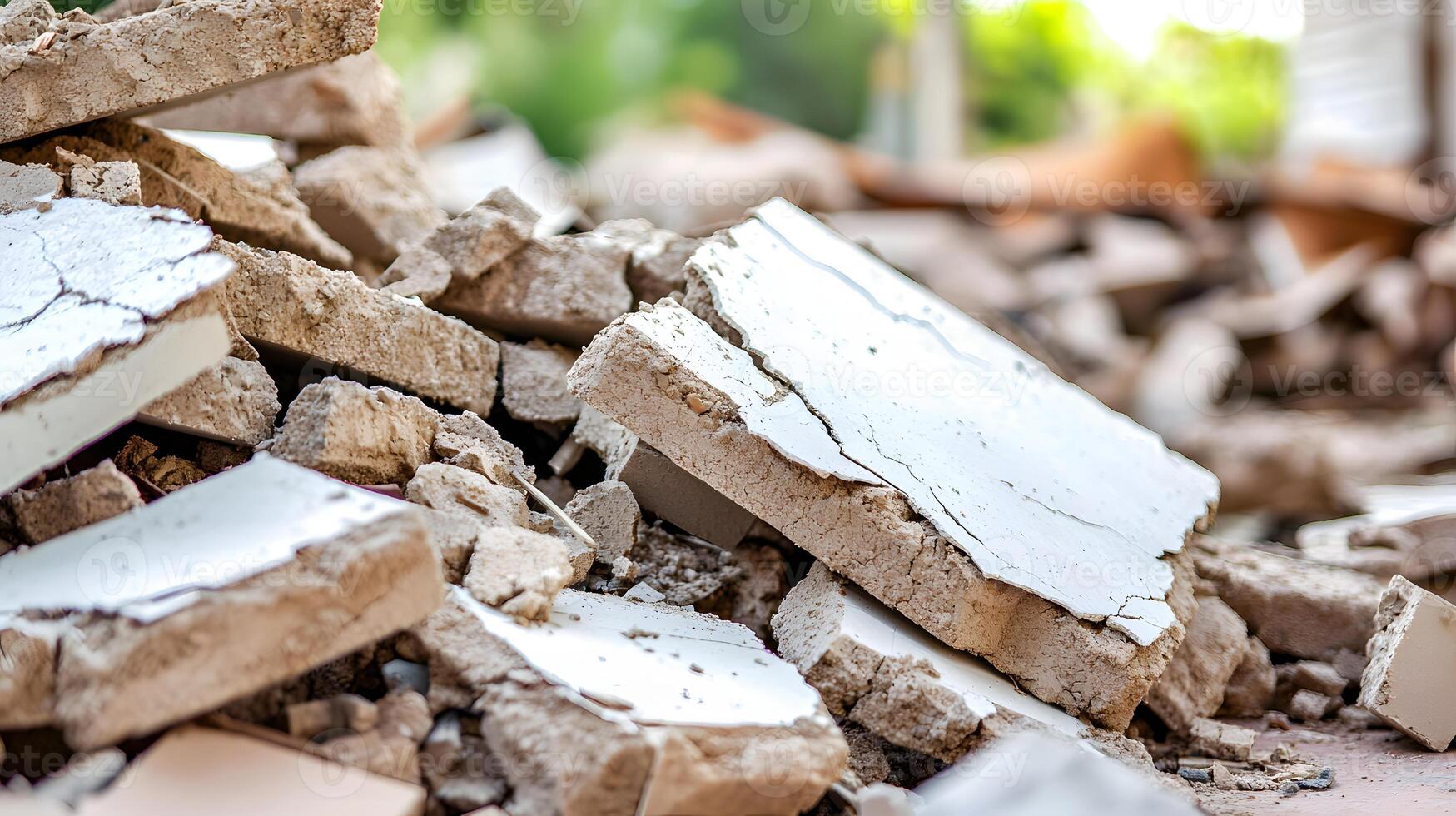 Pile of Broken Concrete and Plaster Debris from Demolition Site photo