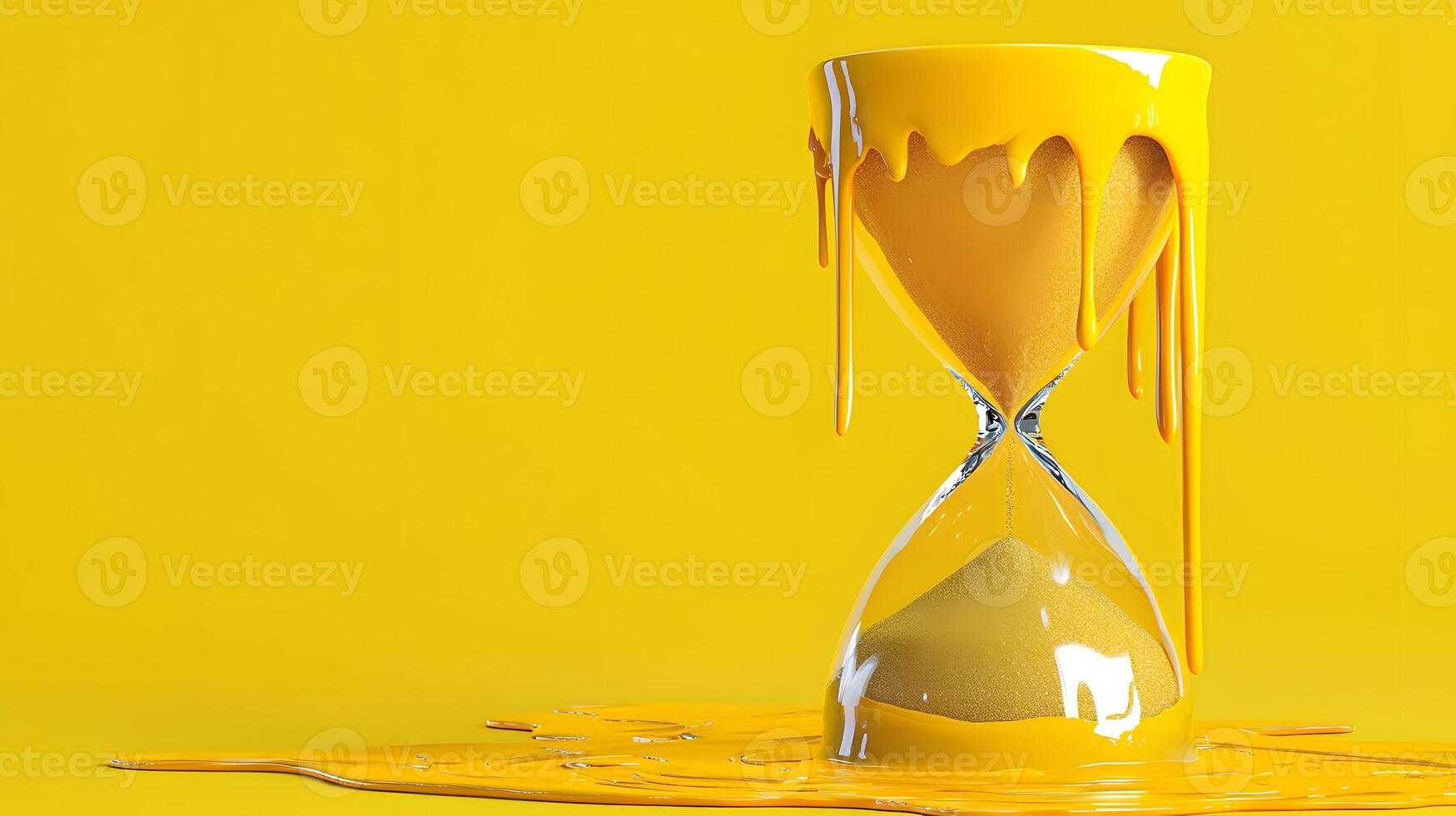 Yellow Paint Dripping Hourglass Time Concept Abstract Background photo