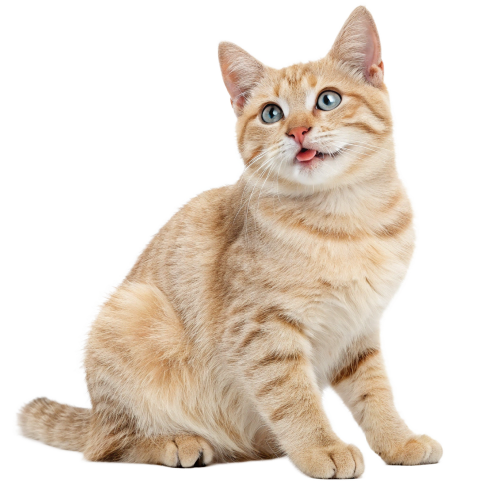 Adorable Light Orange Tabby Kitten Sitting and Looking Up png