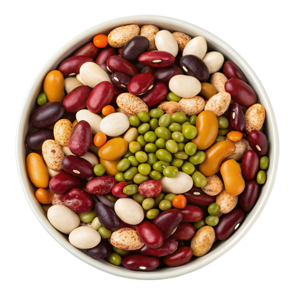 A Colorful Mix of Beans and Legumes in a Bowl Kidney Beans, Pinto Beans, Mung Beans, and More png