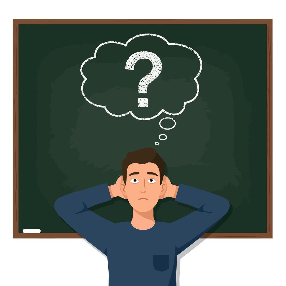 Young man with a questioning expression in a flat design style art vector