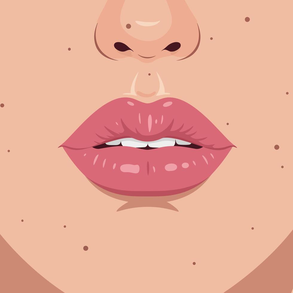 Close-up of a womans lips in soft tones with a flat design style art vector