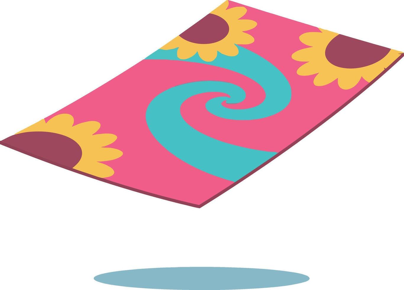 Colorful swirling rug design with sunflowers in a flat art style vector