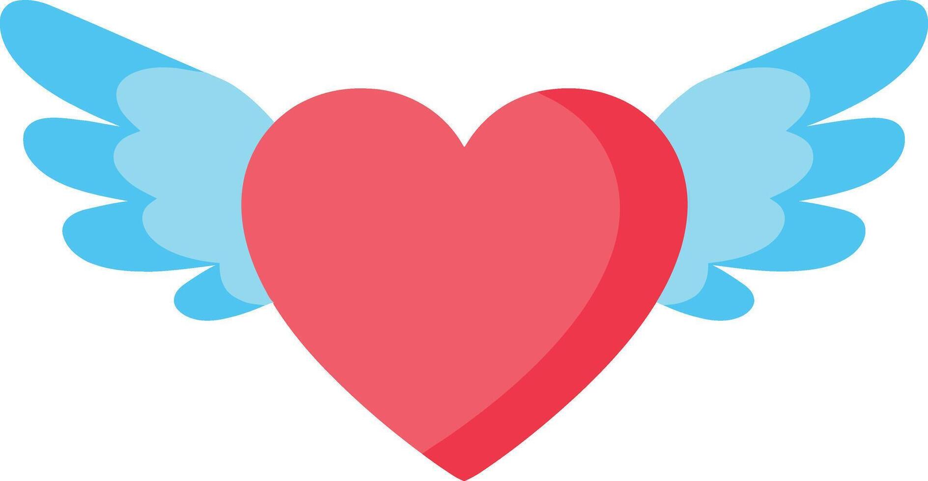 Heart with Angel Wings in Flat Design Style Representing Love and Freedom Art vector