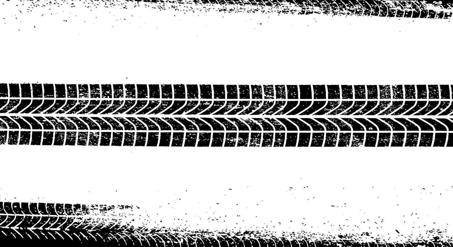 Detailed tire tracks on a white background showcasing a grunge style in art vector