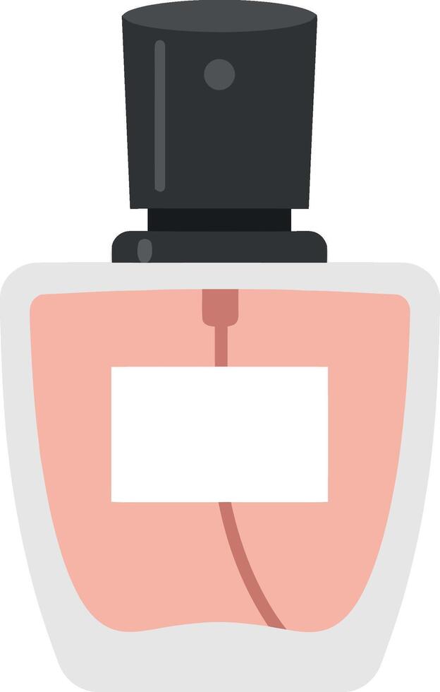 Pink perfume bottle with black cap in minimal flat design art vector