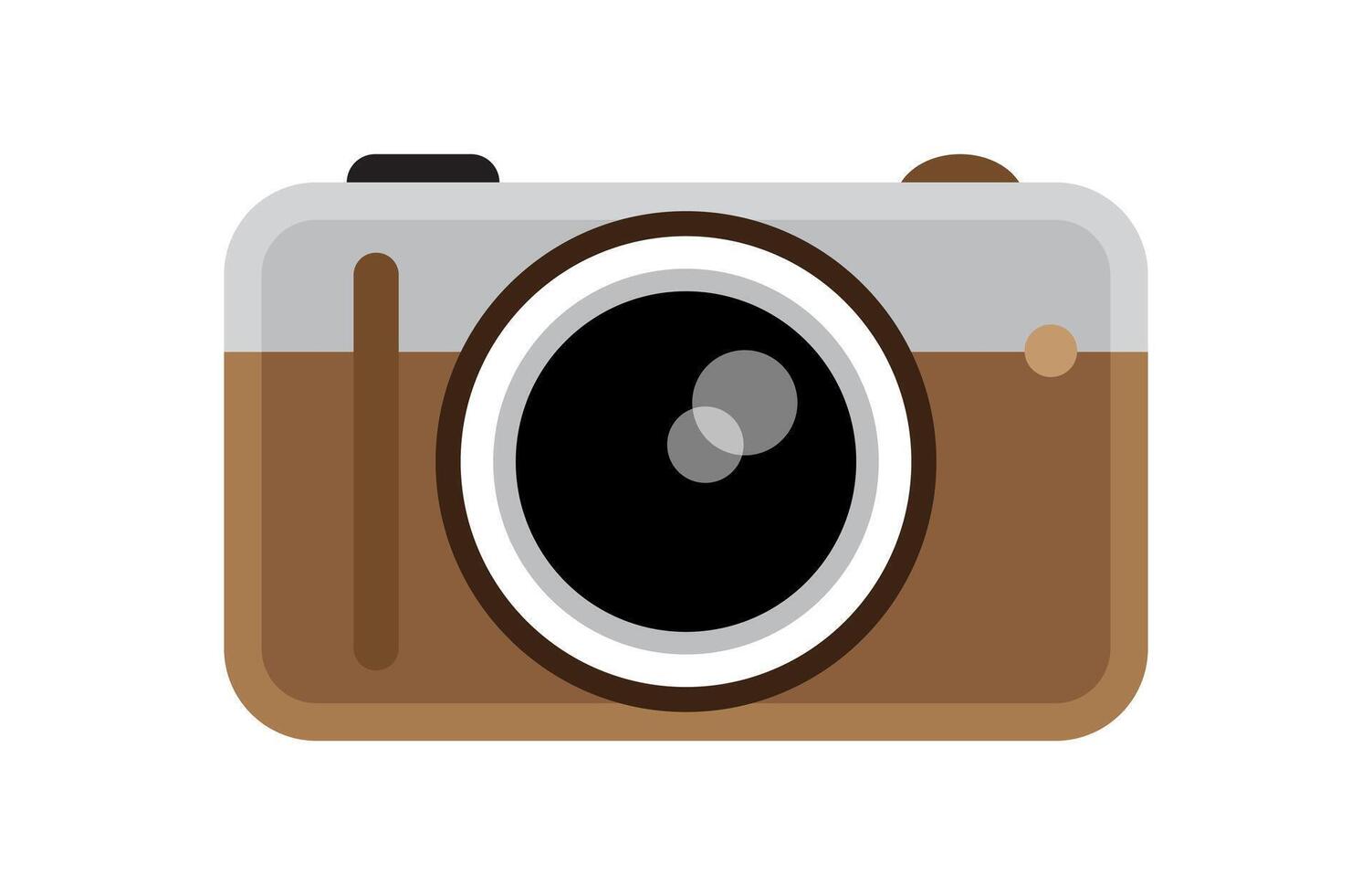 camera icon in trendy flat style, vintage camera device in a cute flat style, photography, retro camera brown vector