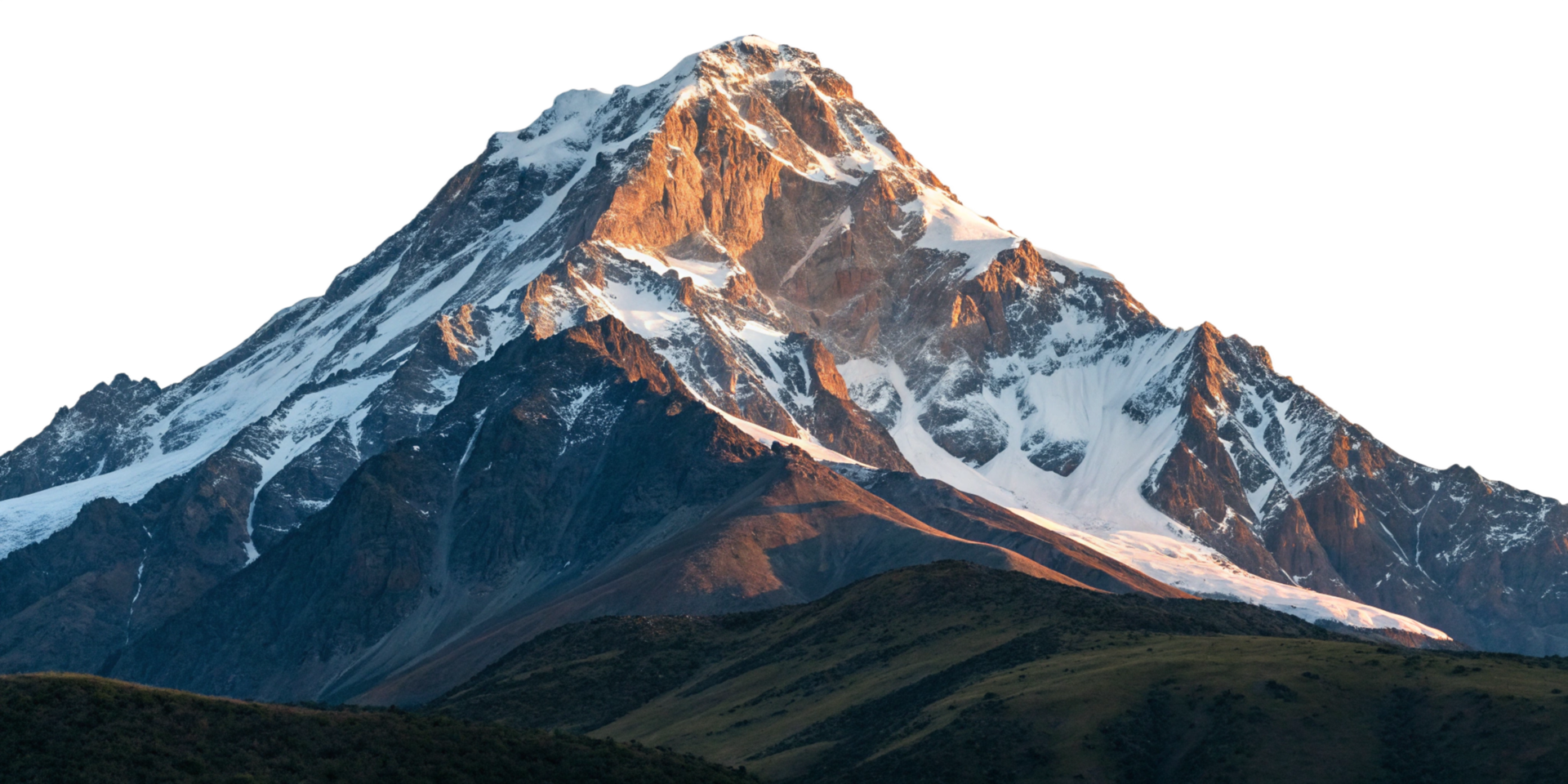Majestic SnowCapped Mountain Peak at Sunrise Golden Hour Landscape Photography png
