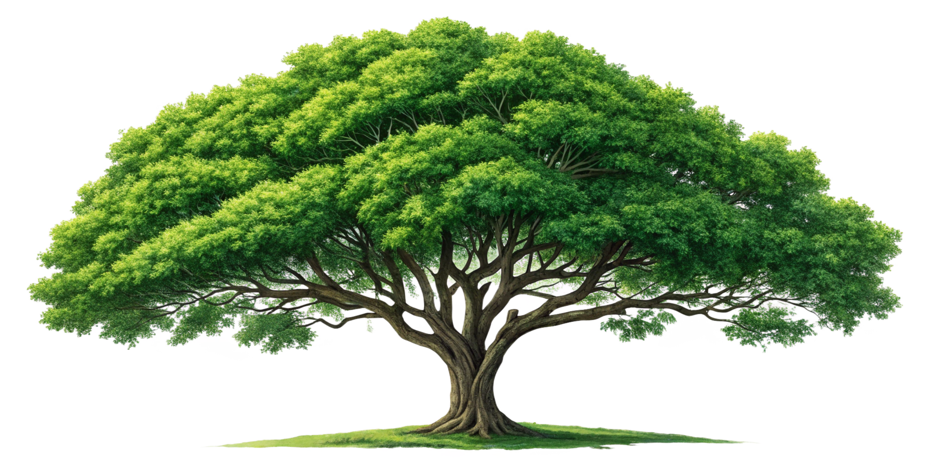 A Majestic Ancient Tree with Lush Green Foliage and Thick Branches png