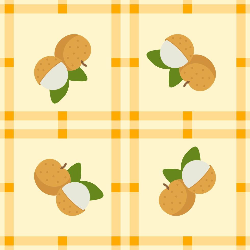 longan fruit seamless for pattern fabric, simple longan fruit cute repeat in square background, illustration fruit pattern wallpaper vector