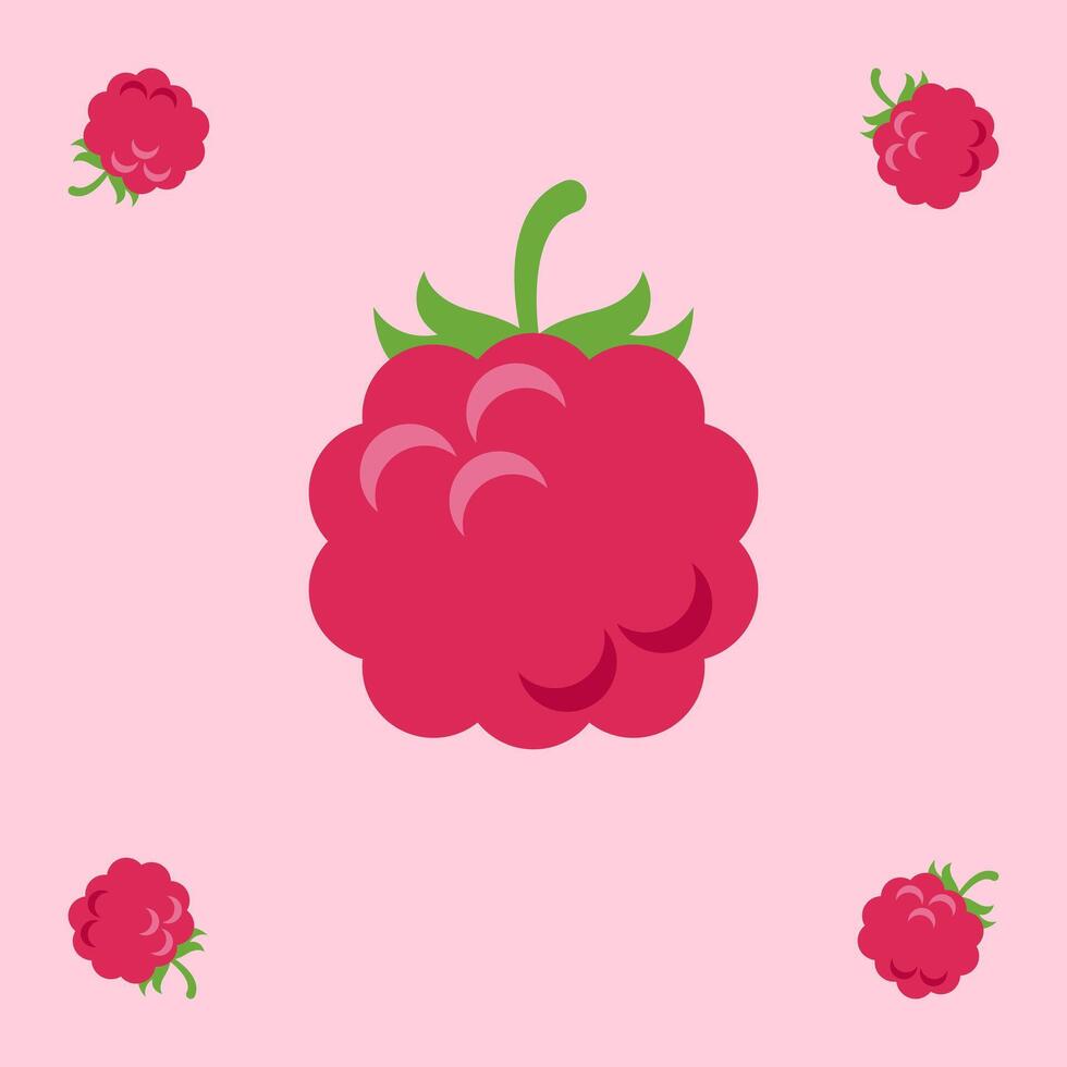 raspberry fruit seamless for pattern fabric, simple raspberry fruit cute repeat in square background, illustration fruit pattern vector
