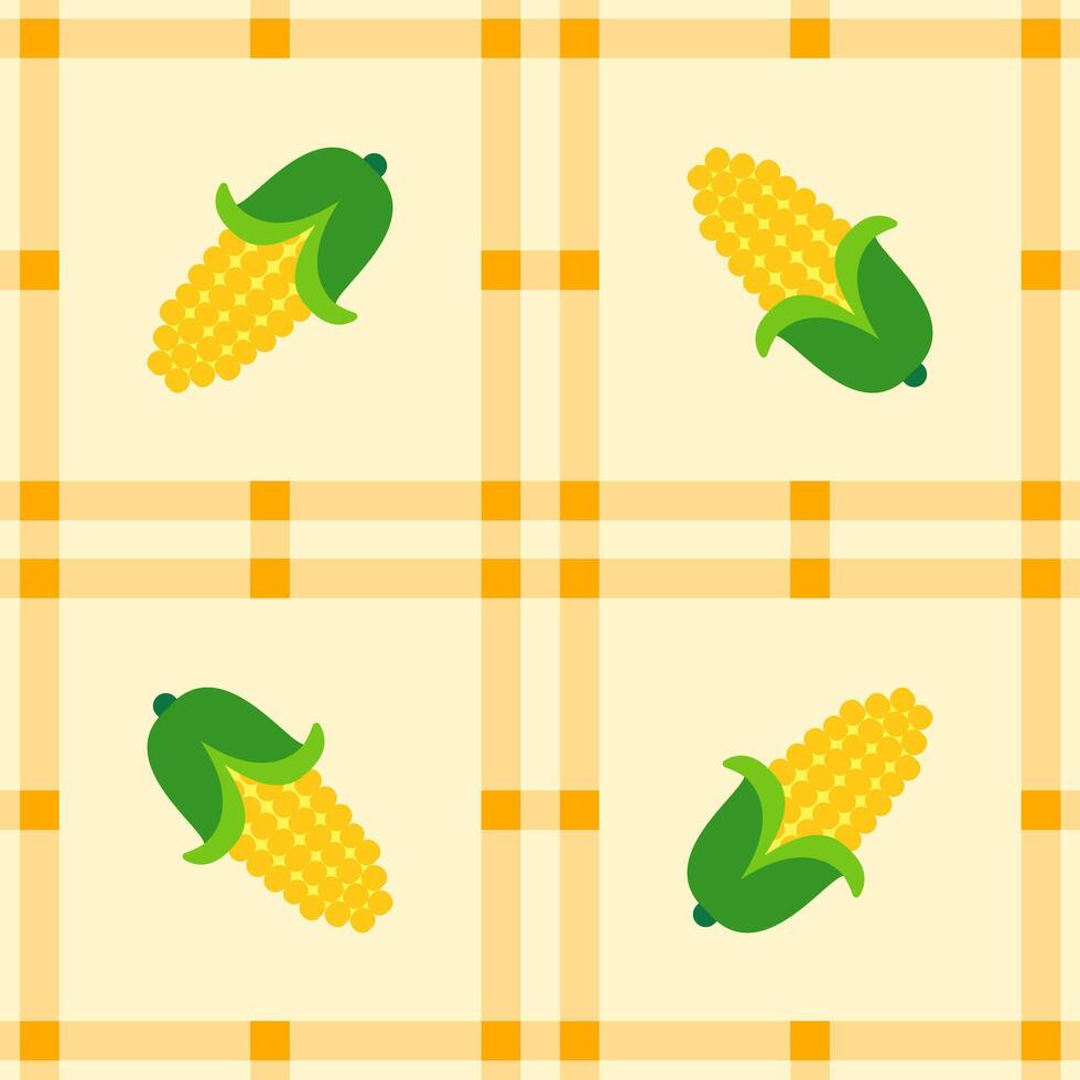 sweet corn fruit seamless for pattern fabric, simple sweetcorn fruit cute repeat in square background, illustration fruit pattern wallpaper vector