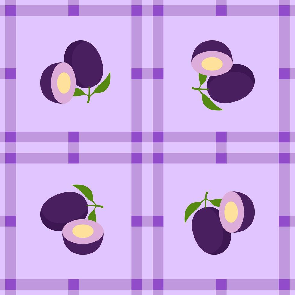 jamun fruit seamless for a pattern fabric, simple jamun fruit cute repeat in square background, illustrations fruit pattern vector