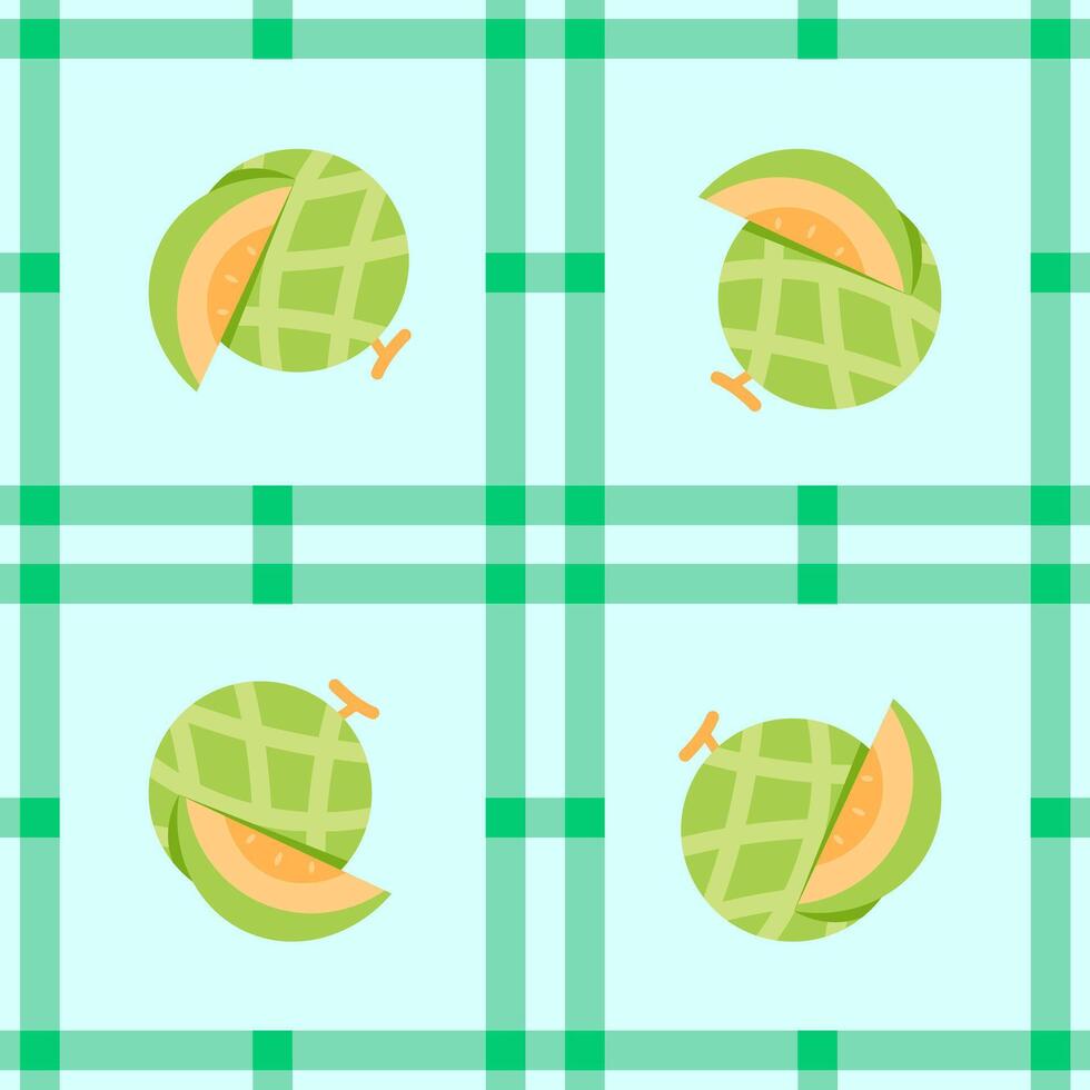melon fruit seamless for pattern fabric, simple melon fruit cute repeat in square background, illustration fruit pattern wallpaper vector