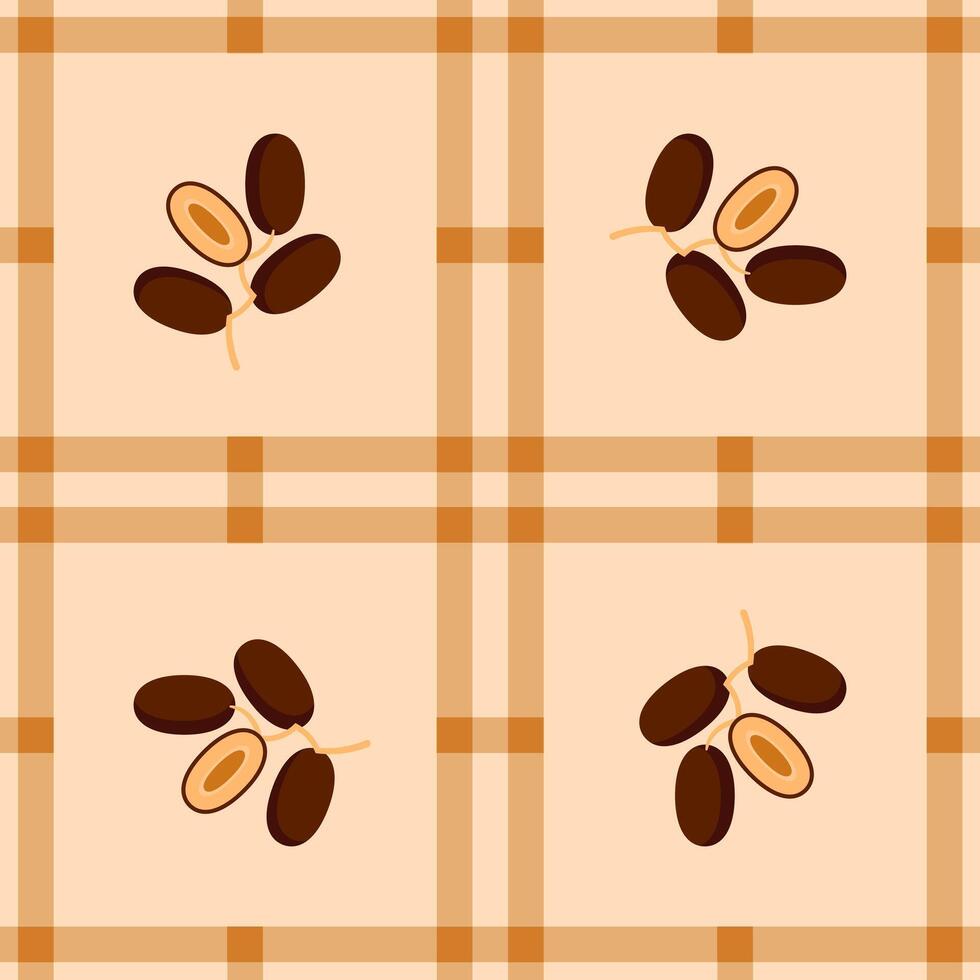 date palm fruit seamless for pattern fabric, simple date palm fruit cute repeat in square background, illustration fruit pattern wallpaper vector